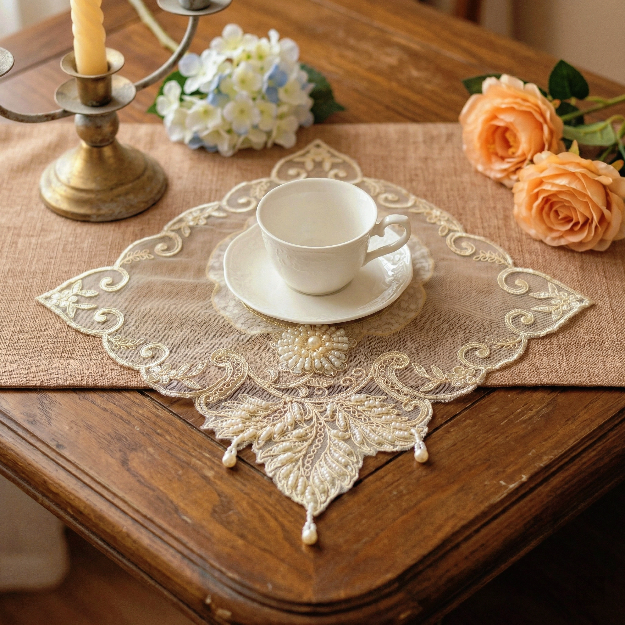 Glitter Tablecloth - 2pcs Leaf Shape Placemats Set Glitter