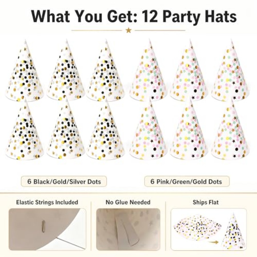 Boieo Gold Polka Dot Birthday  – Party Hat Cone Bewertung und Preis