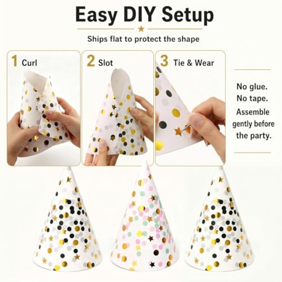 Boieo Gold Polka Dot Birthday  – Party Hat Cone Bewertung und Preis