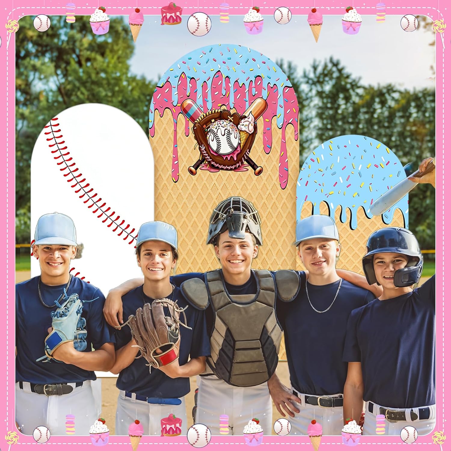 Baseball Ice Cream Drip Arch B – Dessert Table Backdrop Bewertung und Preis