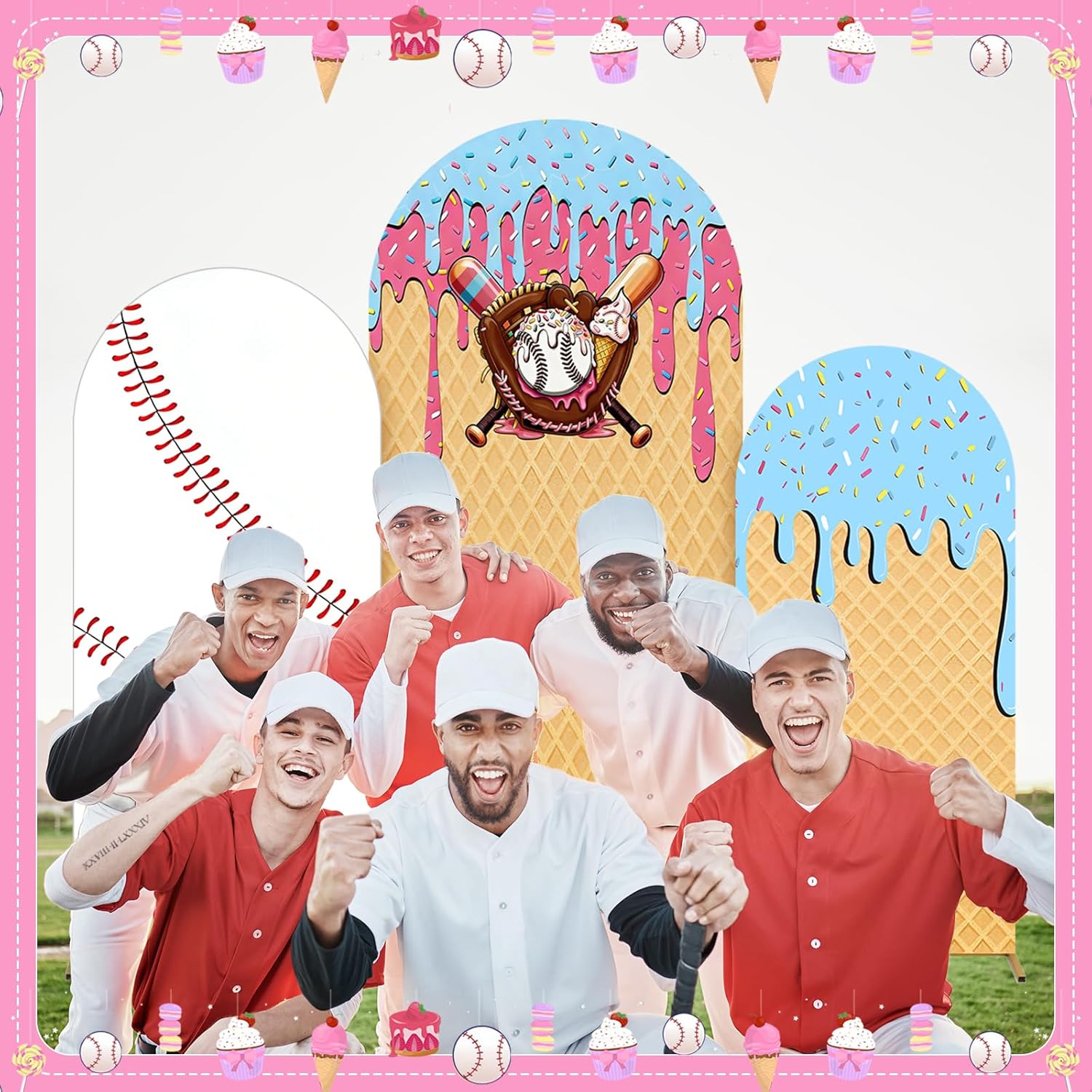 Baseball Ice Cream Drip Arch B – Dessert Table Backdrop Bewertung und Preis
