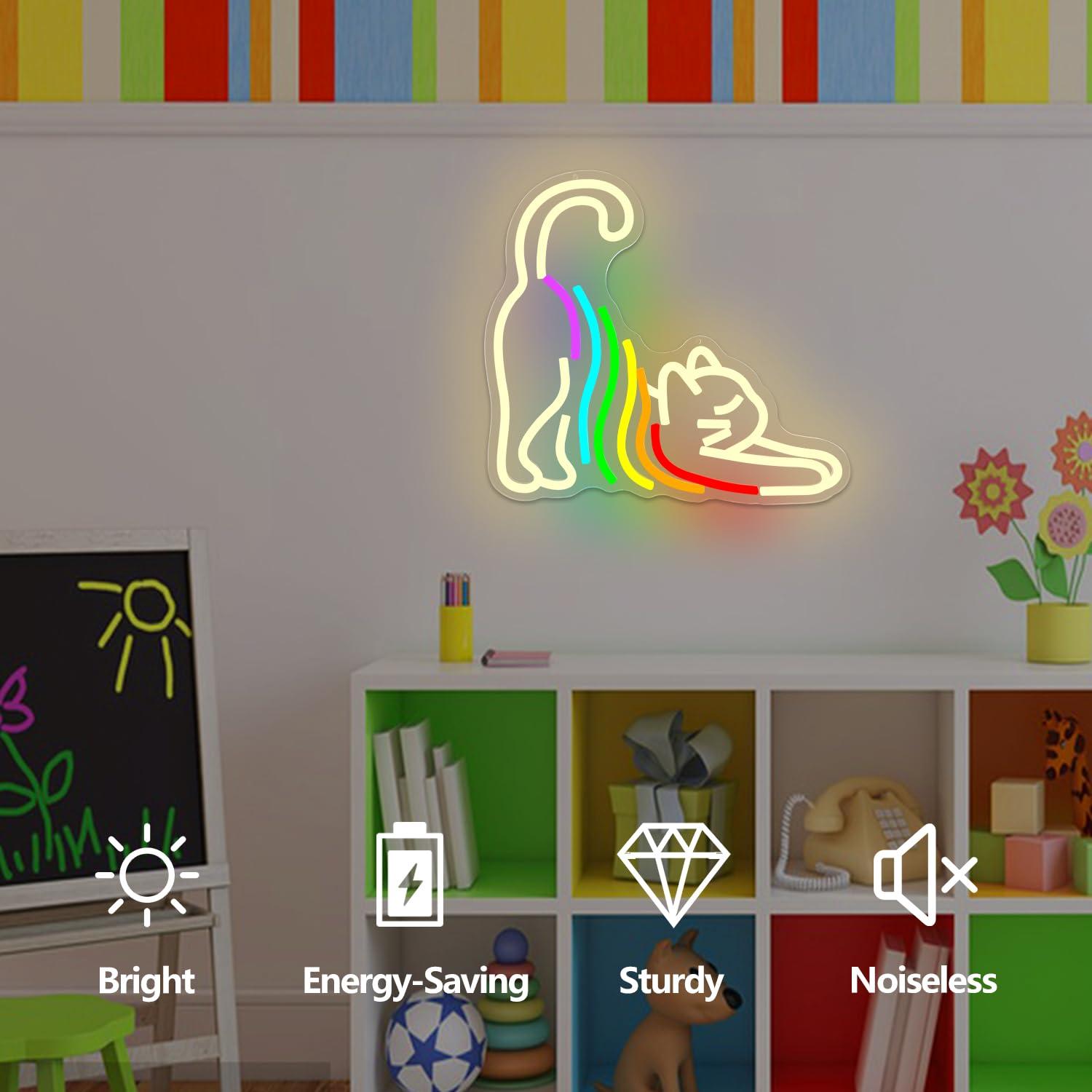 Rainbow Stretching Cat Neon Si – Neon Sign Party Bewertung und Preis