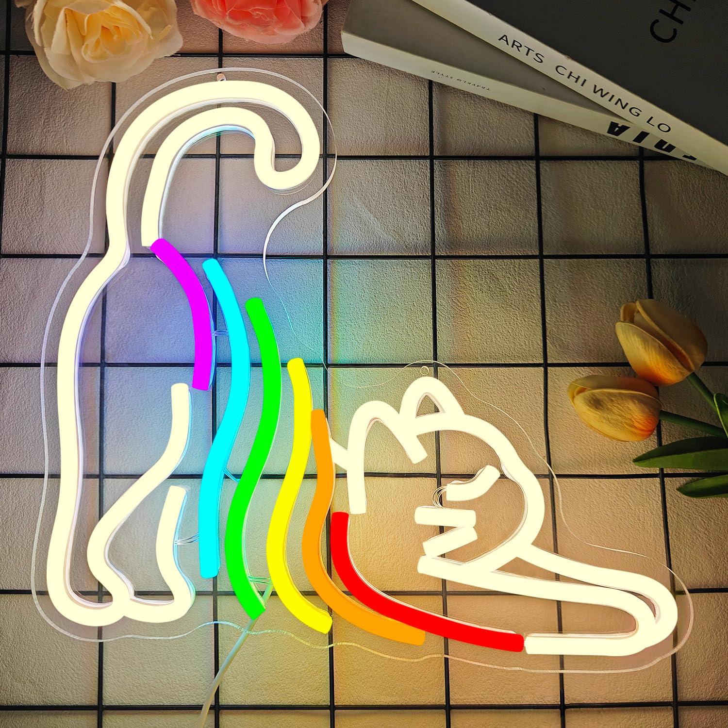Rainbow Stretching Cat Neon Si – Neon Sign Party Bewertung und Preis