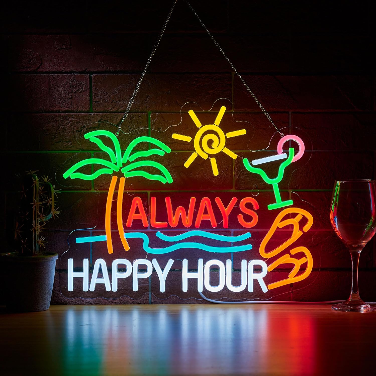Always Happy Hour Beer Bar Neo – Neon Sign Party Bewertung und Preis