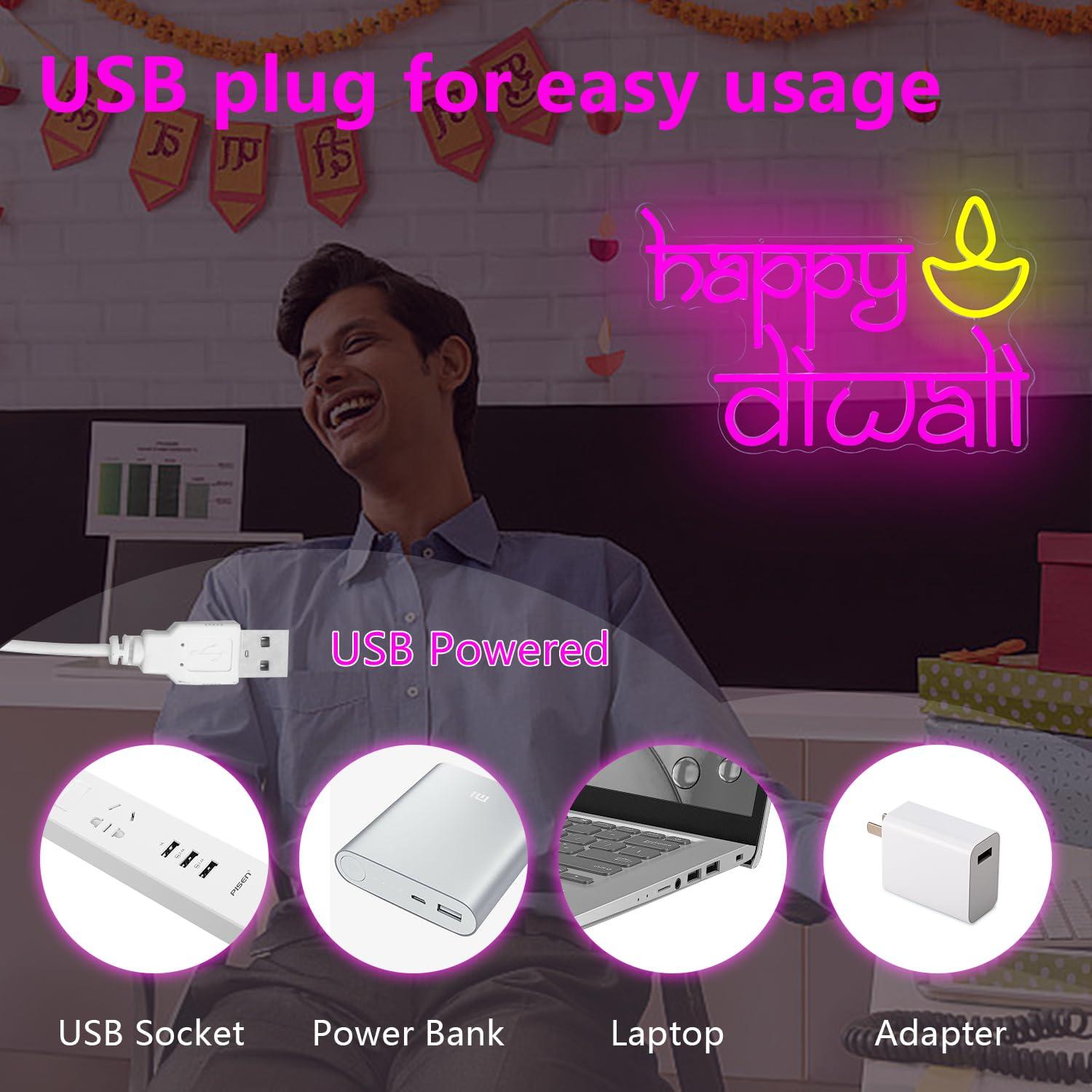 Happy Diwali Neon Sign USB Pow – Neon Sign Party Bewertung und Preis