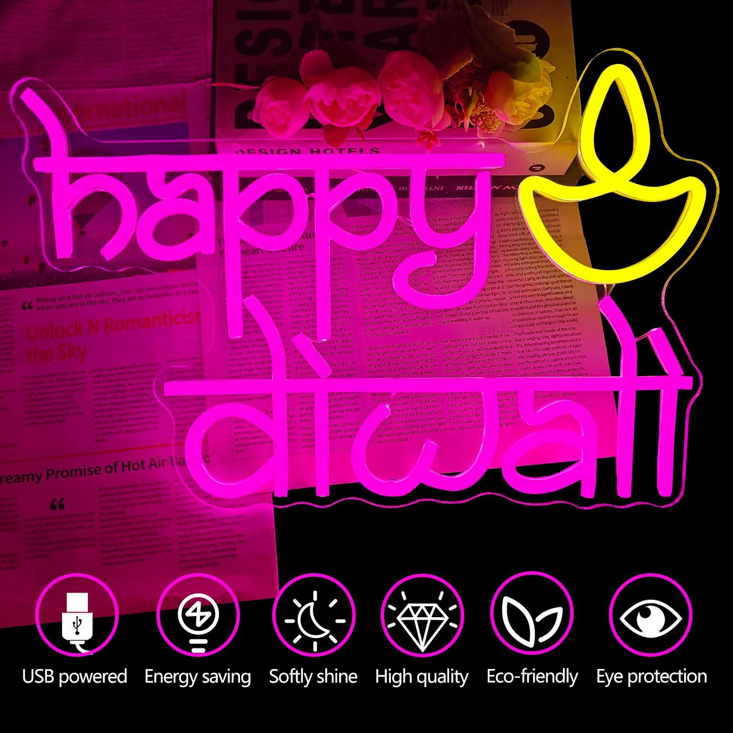Happy Diwali Neon Sign USB Pow – Neon Sign Party Bewertung und Preis