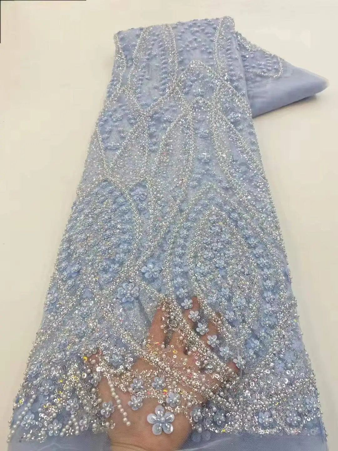 Sky Blue African Beaded Tulle  – Glitter Tablecloth Bewertung und Preis