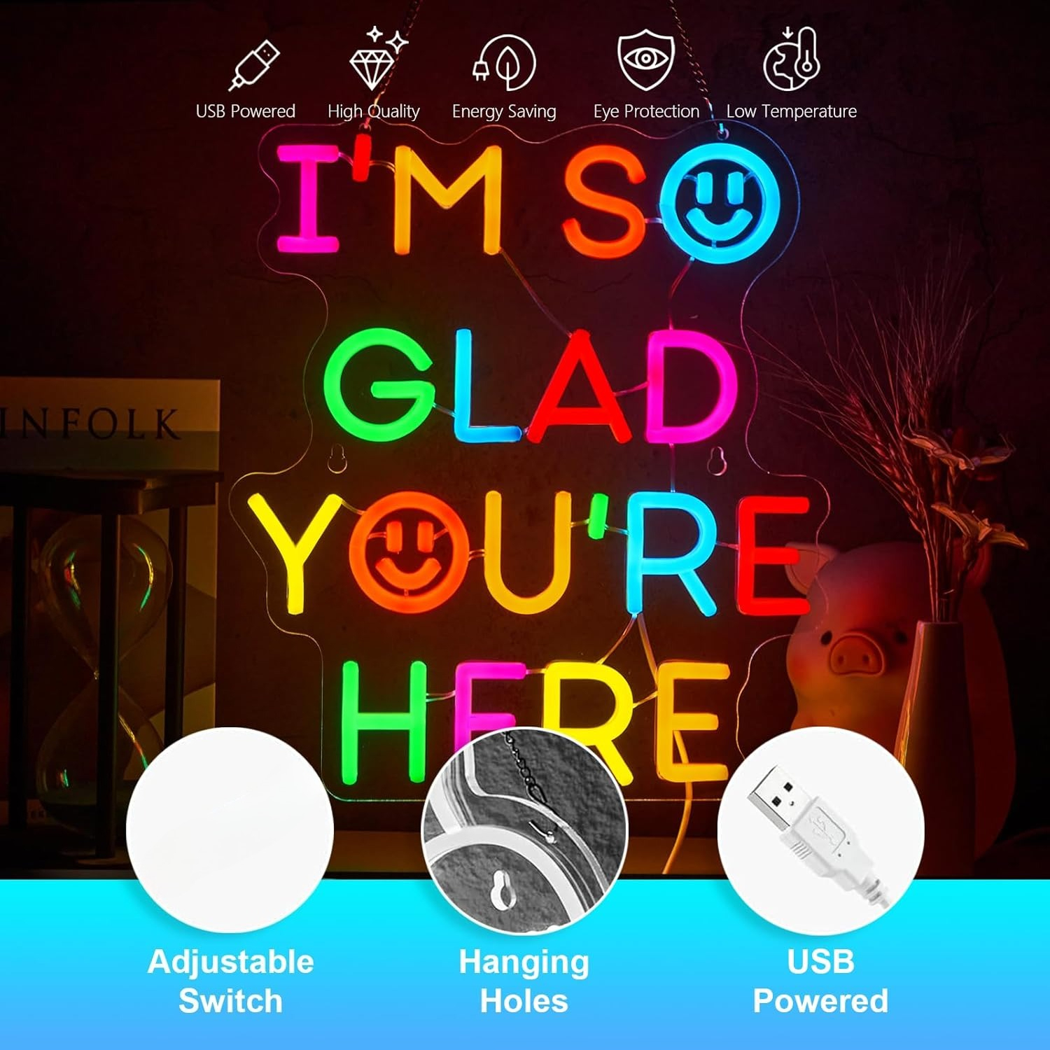  I'm So Glad You‘re Here Neon – Neon Sign Party Bewertung und Preis