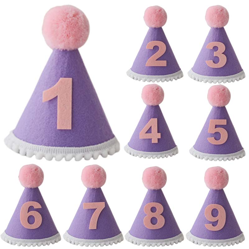 Purple Birthday Hat 1 2 3 4 5  – Party Hat Cone Bewertung und Preis
