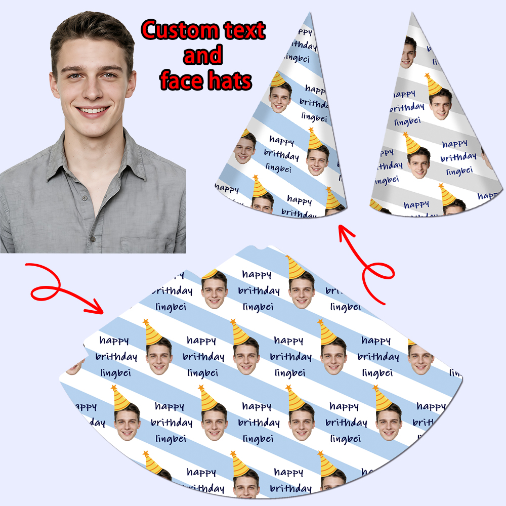 8pcs Custom Text and Photo Fac – Party Hat Cone Bewertung und Preis