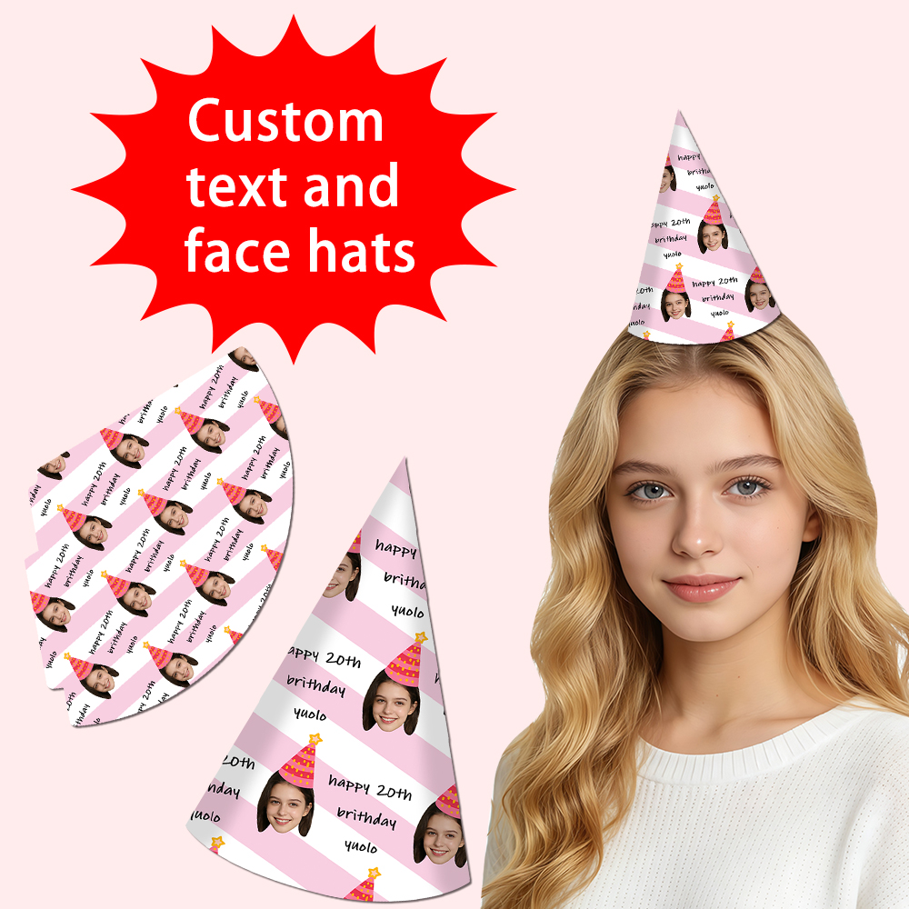 8pcs Custom Text and Photo Fac – Party Hat Cone Bewertung und Preis