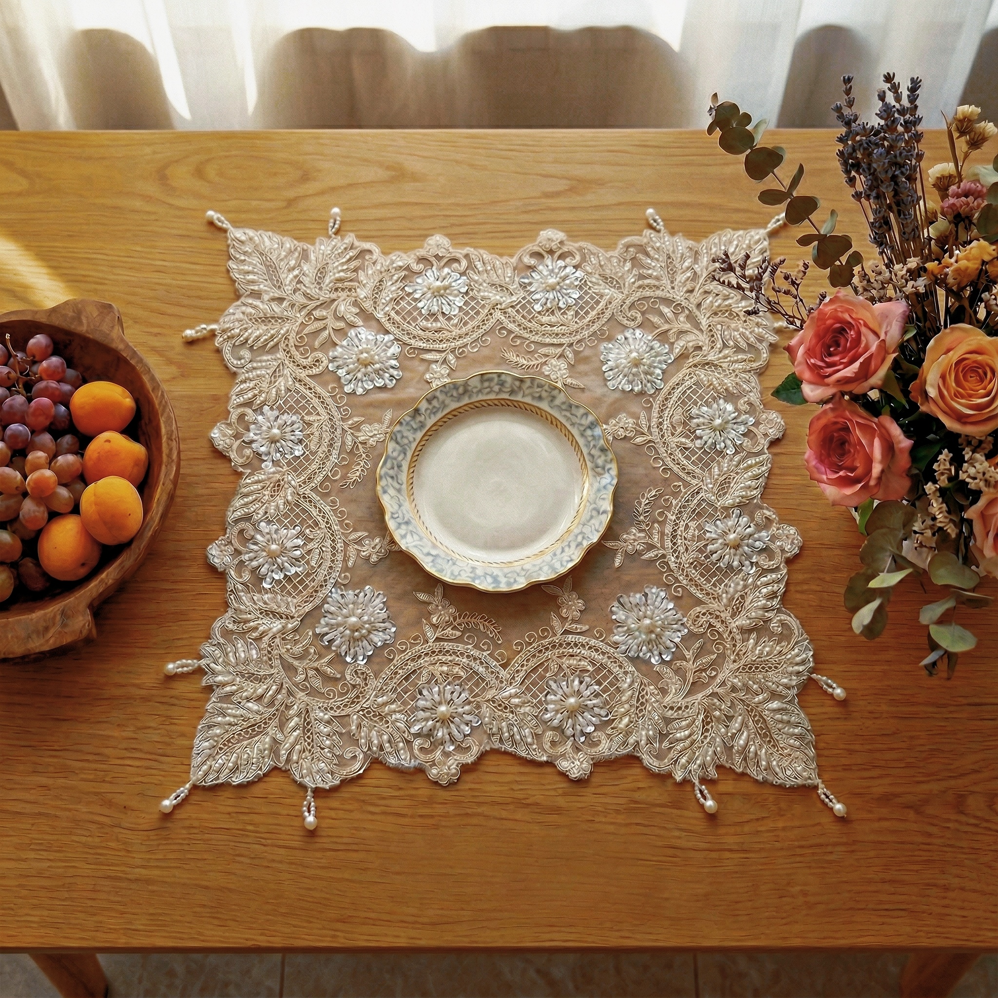 2pcs Leaf Shape Placemats Set  – Glitter Tablecloth Bewertung und Preis