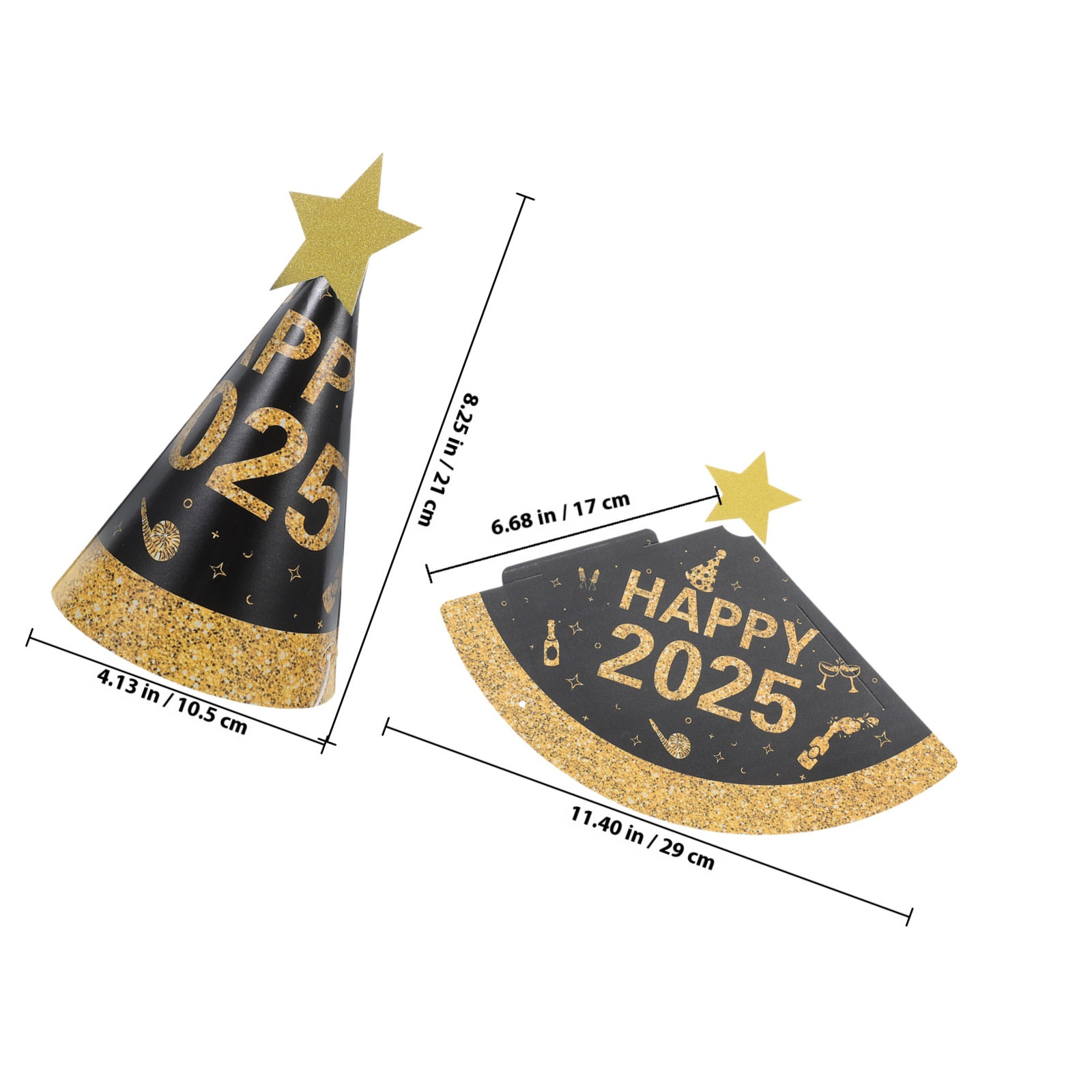 6Pcs Black Gold Paper Hats Fas – Party Hat Cone Bewertung und Preis