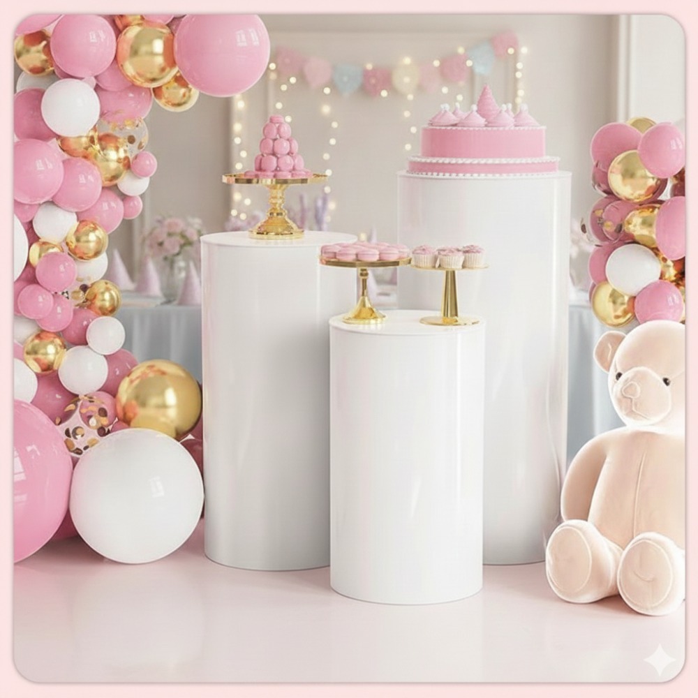 3/5Pcs White Cylinder Pedestal – Dessert Table Backdrop Bewertung und Preis