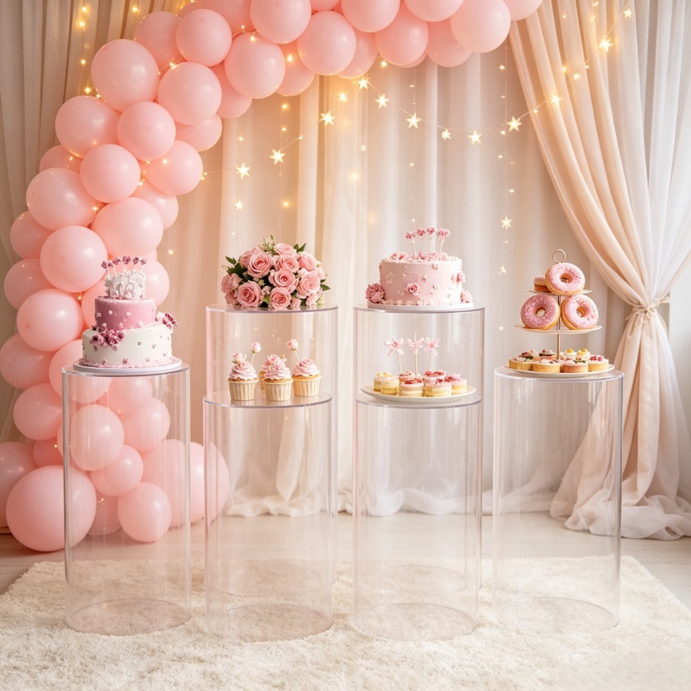 3/5Pcs White Cylinder Pedestal – Dessert Table Backdrop Bewertung und Preis