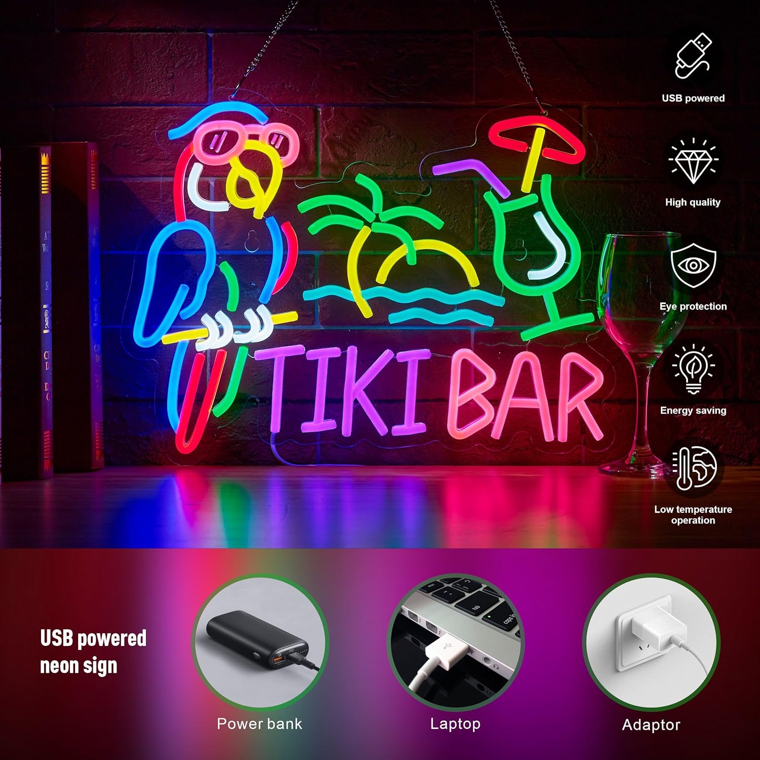 Tiki Bar Parrot Palm Tree Neon – Neon Sign Party Bewertung und Preis
