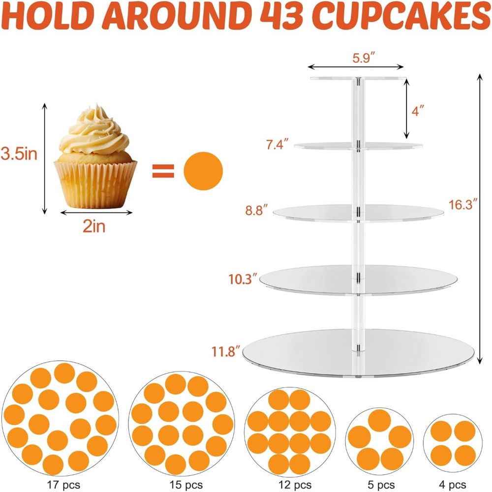 1pack 3/4/5 Tier Acrylic Round – Cupcake Stand Tier Bewertung und Preis