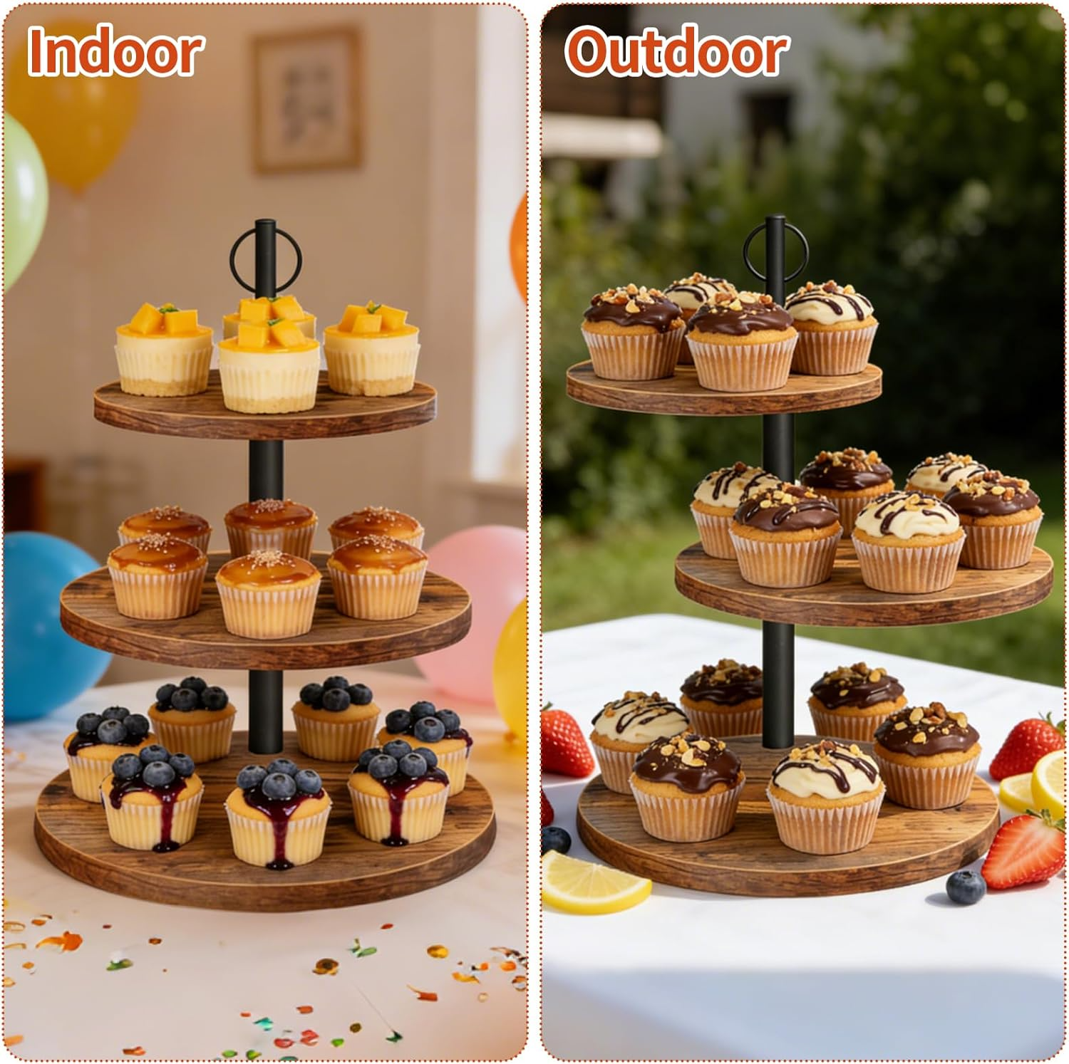 3-Tier Rustic Wood Cupcake Sta – Cupcake Stand Tier Bewertung und Preis