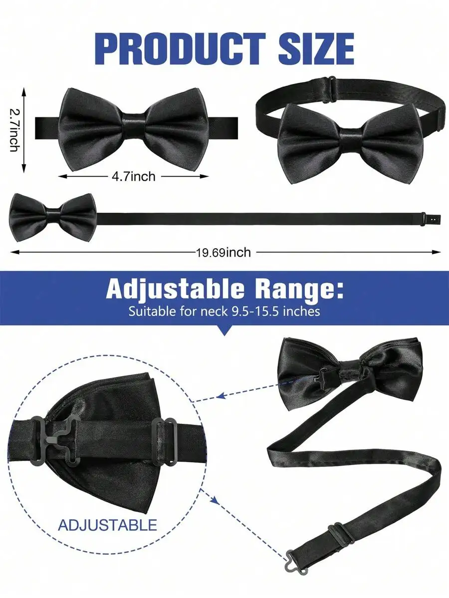 Mens Solid Color Satin Pre-Tie – Event & Party Supply Photos Bewertung und Preis